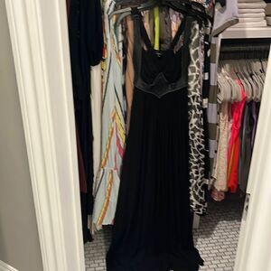 SKY black maxi dress with leather trim detail, sz S